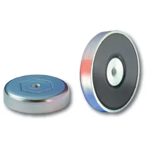 Topfmagnete aus Hartferrit mit Innengewinde, verzinkt