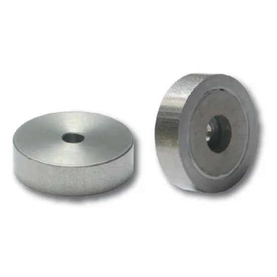 Samarium cobalt pot magnet, smooth very powerful with continuous hole, stainless steel