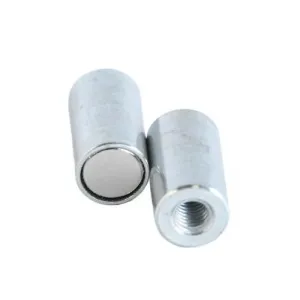 Buy neodymium pot magnet with threaded bushing, galvanized online