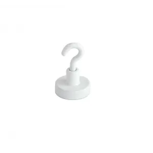 Ferrite pot magnet with white lacquered hook