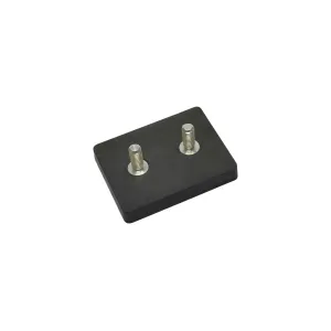 Magnetsystem aus NdFeB, Gummimantel schwarz, mit 2 Außengewinde, rechteckig 59 x 45 mm