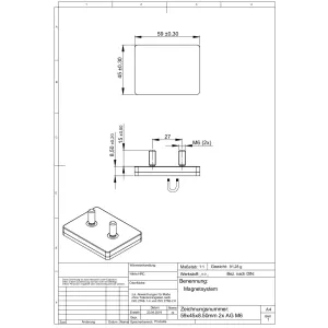 Neodymium magnet system in rubber, rectangular with threaded hole