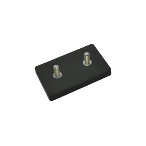 Magnetsystem aus NdFeB, Gummimantel schwarz, mit 2 Außengewinde, rechteckig 59 x 45 mm