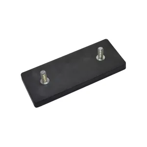 Neodymium magneetsysteem in rubber, rechthoekig met 2 draadstiften zwart SAV 240.41-MG110-2xM6-SW