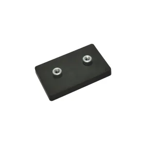 Magnetsystem aus NdFeB, Gummimantel schwarz, mit 2 Gewindebuchse, rechteckig 74 x 45 mm