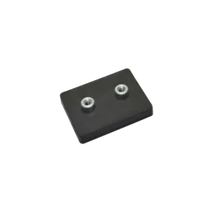 Magnetsystem aus NdFeB, Gummimantel schwarz, mit 2 Gewindebuchse, rechteckig 59 x 45 mm