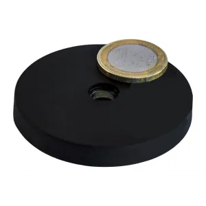 Neodym-Magnetsystem, mit Gummiüberzug mit Bohrung, schwarz, 57 mm