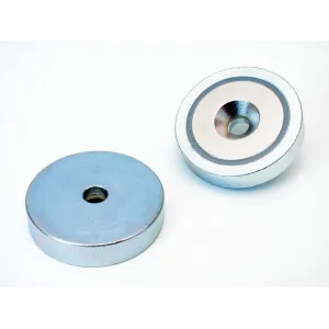 Neodymium potmagneet met doorlopend verzonken gat, verzinkt Ø 10 x 4,5 mm